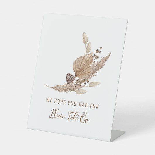 Signe De Table Pampas rose Gris S'il vous plaît prendre un échant (Recto)