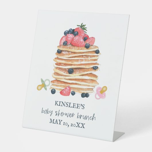 Signe De Table Pancakes et Pacificateurs Baby shower Brunch Bienv (Recto)
