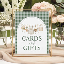 Pancarte Cartes & Cadeaux Gingham Vert Produits Lo