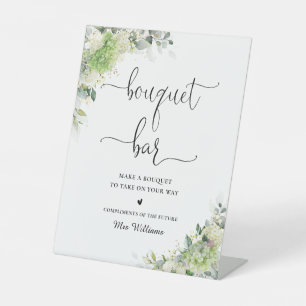 Signe De Table Pancarte de bar de bouquet de mariage avec des hor