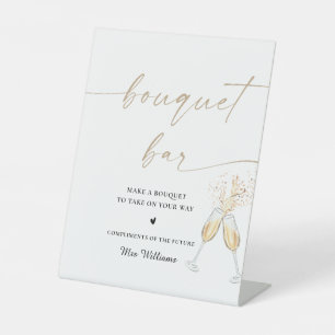 Signe De Table Pancarte de bar de bouquets de mariage bohème