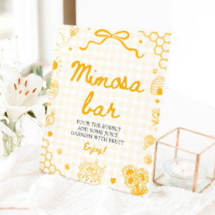 Signe De Table Pancarte de bar Mimosa abeille à miel à carreaux j
