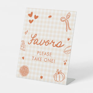 Signe De Table Pancarte de cadeaux Citrouille Gingham Automne Ché