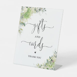 Signe De Table Pancarte de cadeaux et de cartes de douche aux hor