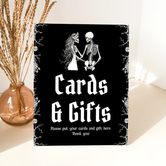 Signe De Table Pancarte de cartes et cadeaux de Halloween squelet