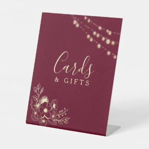 Signe De Table Pancarte de cartes et cadeaux de mariage en Bourgo