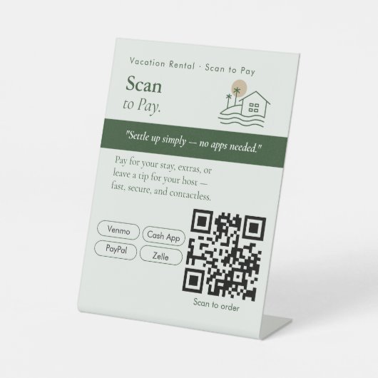 Signe De Table Pancarte de code QR de paiement à scanner neutre | (Recto)