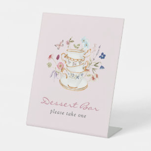 Signe De Table Pancarte de dessert pour le thé de mariage rose