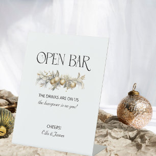 Signe De Table Pancarte de guirlande de mariage de Noël avec bar