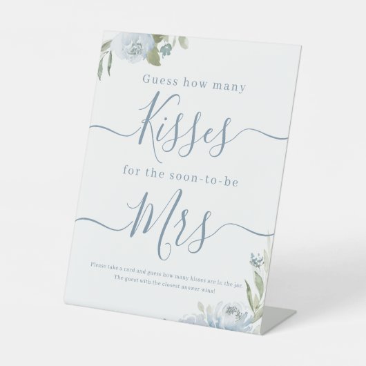 Signe De Table Pancarte de jeu devinez combien de baisers bleu po (Recto)