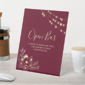 Signe De Table Pancarte de mariage Bar ouvert Or Bourgogne (In SItu)