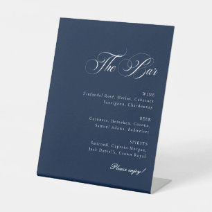 Signe De Table Pancarte de mariage classique bleu ivoire pour le