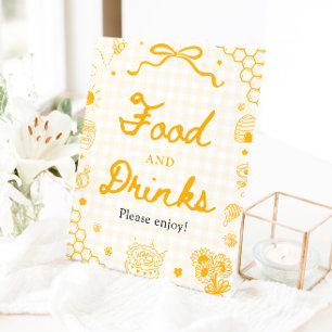 Signe De Table Pancarte de nourriture et de boissons abeille à mi