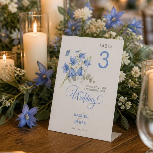 Signe De Table Pancarte de numéro de table de mariage Campanule b