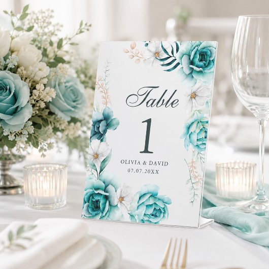 Signe De Table Pancarte de numéro de table de mariage florale sar