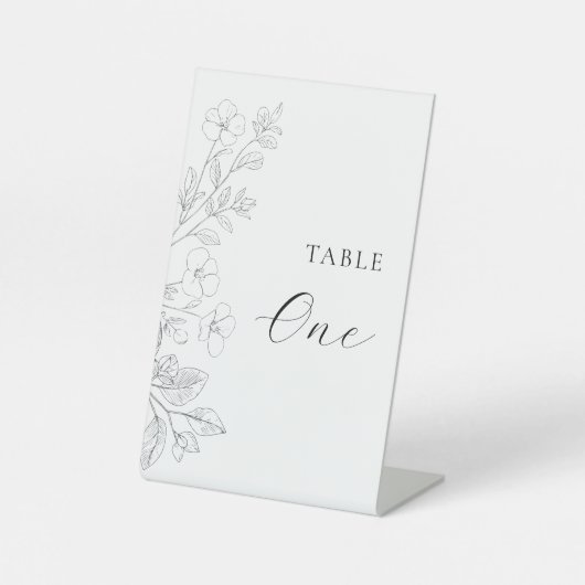 Signe De Table Pancarte de numéro de table minimaliste florale (Recto)