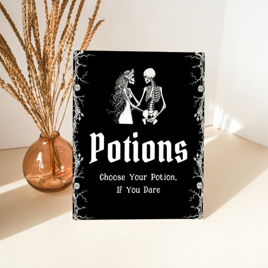 Signe De Table Pancarte de potions squelette Halloween gothique n