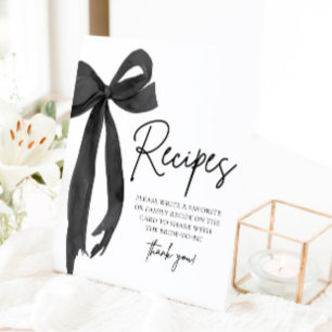Signe De Table Pancarte de recettes de nœud noir moderne Elle fai