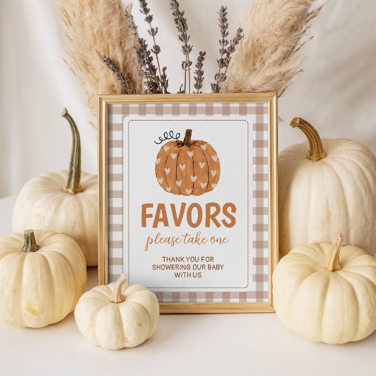 Signe De Table Pancarte de table Beige Gingham Pumpkin 8x10