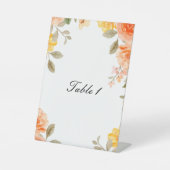 SIGNE DE TABLE PANCARTE DE TABLE BOTANIQUE FLEURIE ORANGE (Recto)