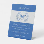 Signe De Table Pancarte de table de mariage papillon bleu (Recto)