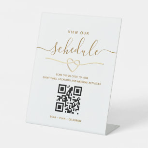 Signe De Table Pancarte de table de programme de mariage à code Q