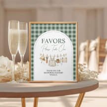 Pancarte de table en vichy vert pour cadeaux locau
