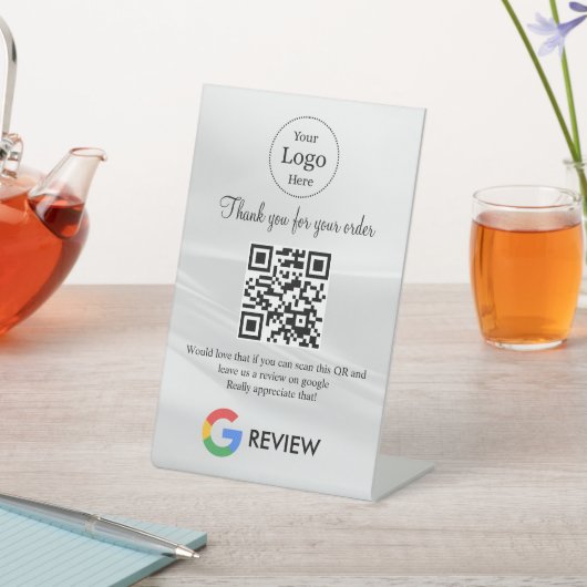 Signe De Table Pancarte de table moderne de code QR pour les avis (In SItu)