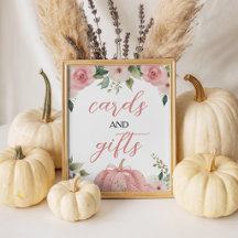 Pancarte de table pour cartes et cadeaux Citrouill
