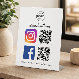 Signe De Table Pancarte de table pour les médias sociaux QR Ins