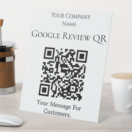 Signe De Table Pancarte de table QR minimale pour les avis Google (In SItu)