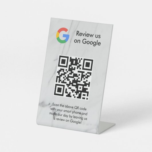 Signe De Table Pancarte de tablette de code QR de critiques Googl (Recto)