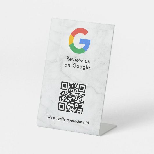 Signe De Table Pancarte de tablette de code QR de critiques Googl (Recto)