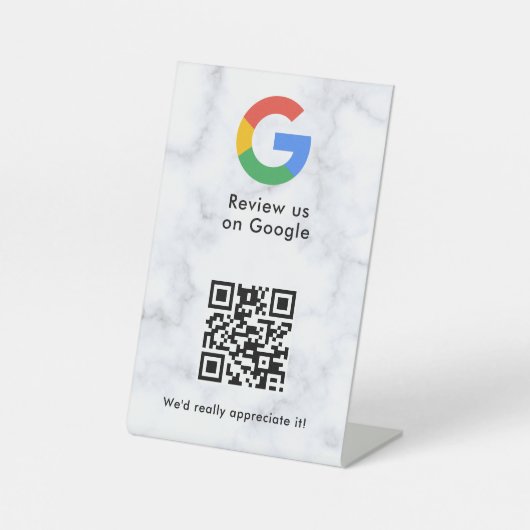 Signe De Table Pancarte de tablette de code QR de critiques Googl (Recto)