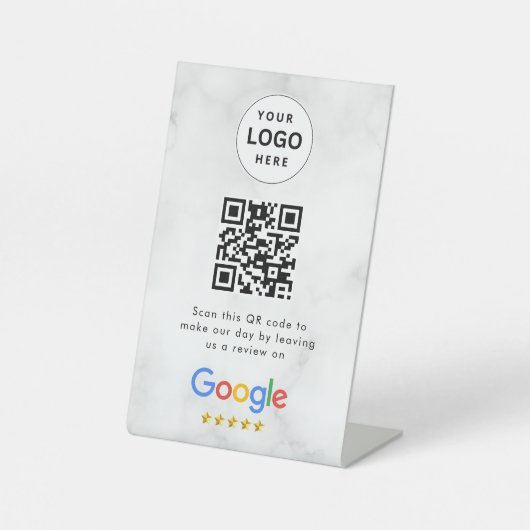 Signe De Table Pancarte de tablette de code QR de critiques Googl (Recto)