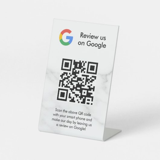 Signe De Table Pancarte de tablette de code QR de critiques Googl (Recto)