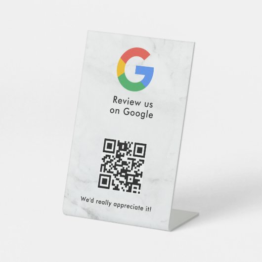 Signe De Table Pancarte de tablette de code QR de critiques Googl (Recto)