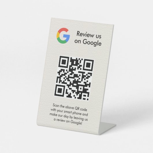 Signe De Table Pancarte de tablette de code QR de critiques Googl (Recto)