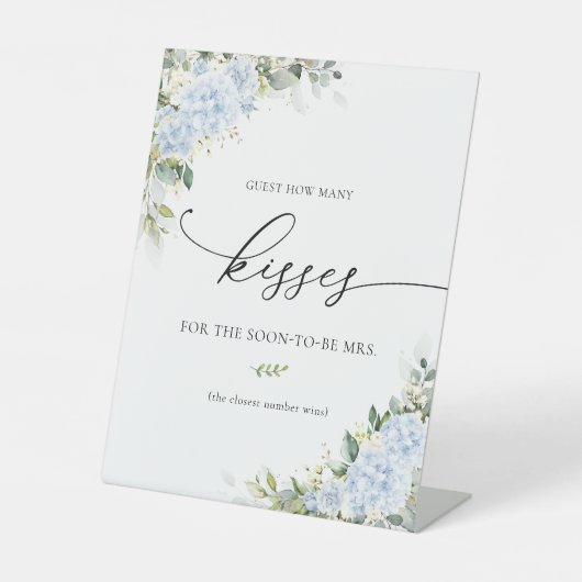 Signe De Table Pancarte florale Hydrangea bleue Combien de baiser (Recto)