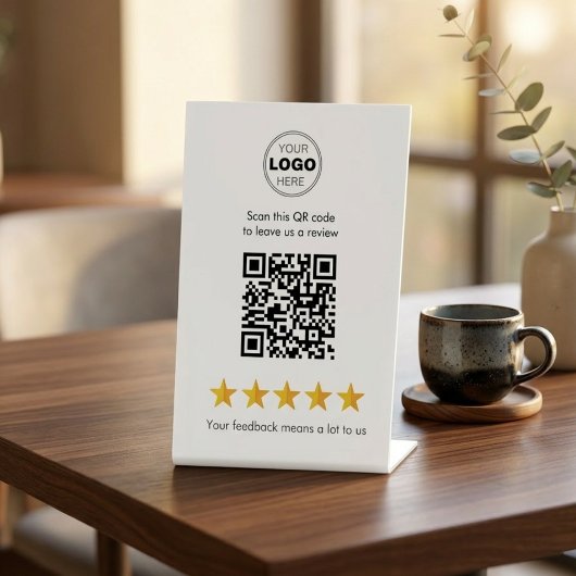 Signe De Table Pancarte minimale de piédestal de code QR de révis
