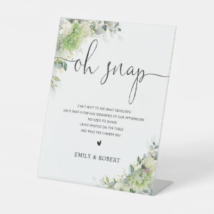 Signe De Table Pancarte Oh Snap Fête de Mariage Hydrangeas Verts
