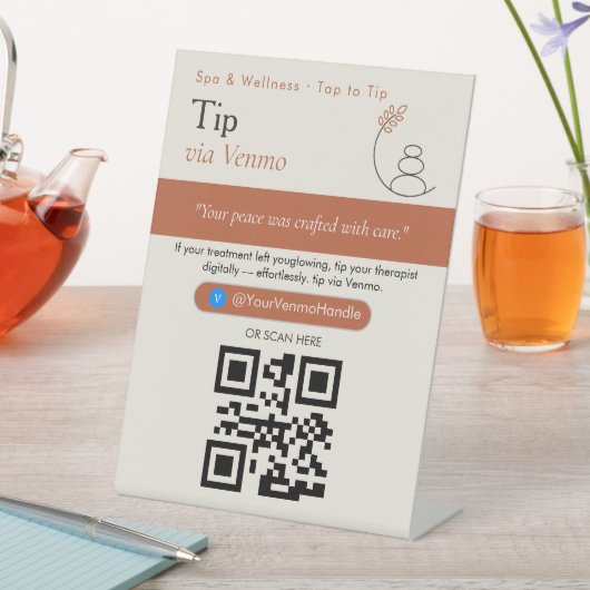 Signe De Table Pancarte QR Code Conseils Venmo Neutre | Conseils (In SItu)