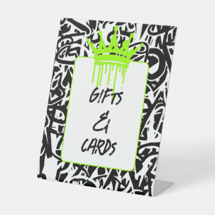 Signe De Table Pancarte sur pied Graffiti Noir Vert Cadeaux & Car