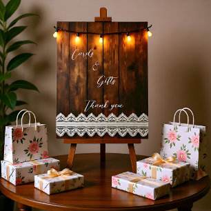 Signe De Table Pancarte sur pied Rustic Wood et Lace Cartes & Cad