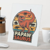 Signe De Table Papawsaurus Rétro Dinosaure Coucher de Soleil Vect (In SItu)