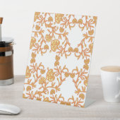 Signe De Table papier peint orange et blanc au design floral (In SItu)