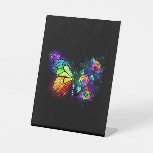 Signe De Table Papillon arc-en-ciel