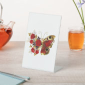Signe De Table Papillon de fleurs rouges aux roses rouges (In SItu)