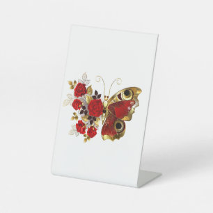 Signe De Table Papillon de fleurs rouges aux roses rouges