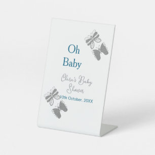 Signe De Table Papillon gris bleu baby shower oh bébé moderne tex